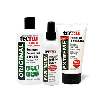 Tecnu Products for Poison Ivy And Oak: Tecnu Original, Tecnu Rash Relief and Tecnu Extreme.