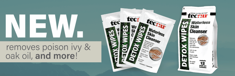 Tecnu Detox Wipes remove poison ivy and oak oil from skin, tools, pets, and more